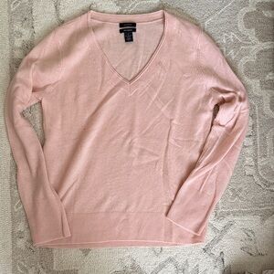 Halogen Pale Pink V-Neck Sweater 100% Cashmere